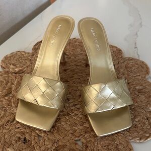 Marc Fisher Metallic Gold Woven Heels